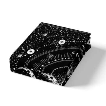 Manfei Sun Moon Comforter Cover Set Stars Space Psychedelic Duvet Cover Black and White Bedding Set 3pcs for Kids Boys Teens Microfiber Bedspread Cover with 2 Pillow Cases(No Comforter) Queen Size
