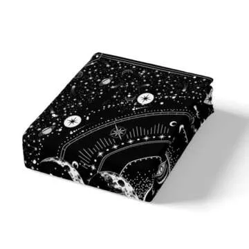 Manfei Sun Moon Comforter Cover Set Stars Space Psychedelic Duvet Cover Black and White Bedding Set 3pcs for Kids Boys Teens Microfiber Bedspread Cover with 2 Pillow Cases(No Comforter) Queen Size