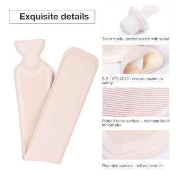 HomeTop Premium Classic Rubber Hot Water Bottle (2.25 Liters, White)