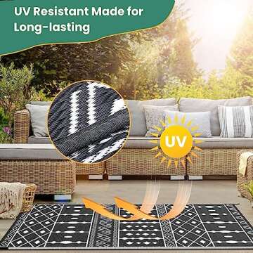 Patiobay Reversible 6'x9' Straw Rug, Waterproof Outdoor Rug for RV Camping, Patio, Porch, Balcony, Picnic, Beach Deck