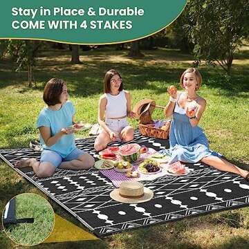 Patiobay Reversible 6'x9' Straw Rug, Waterproof Outdoor Rug for RV Camping, Patio, Porch, Balcony, Picnic, Beach Deck