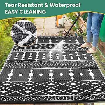 Patiobay Reversible 6'x9' Straw Rug, Waterproof Outdoor Rug for RV Camping, Patio, Porch, Balcony, Picnic, Beach Deck