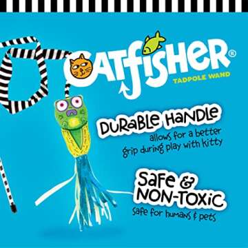 Fat Cat Tadpole Cat Wand Stuffed with 100% Organic Catnip Interactive Toy