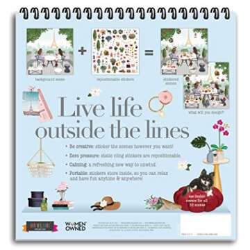 Sticker & Chill Sticker Book for Adults – 700+ Repositionable Colorful Stickers Create Designs on ...