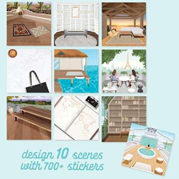 Sticker & Chill Sticker Book for Adults – 700+ Repositionable Colorful Stickers Create Designs on 10 Spiral Bound Scene Pages – Easy, Fun & Stress Relieving Relaxation Activity – Living Large Series