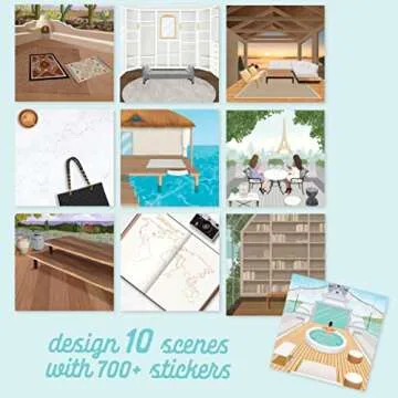 Sticker & Chill Sticker Book for Adults – 700+ Repositionable Colorful Stickers Create Designs on 10 Spiral Bound Scene Pages – Easy, Fun & Stress Relieving Relaxation Activity – Living Large Series