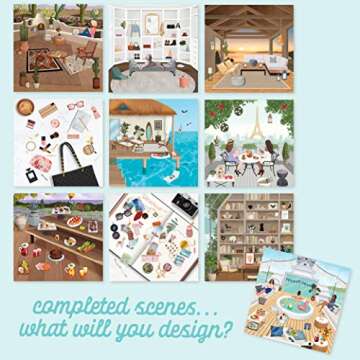 Sticker & Chill Sticker Book for Adults – 700+ Repositionable Colorful Stickers Create Designs on 10 Spiral Bound Scene Pages – Easy, Fun & Stress Relieving Relaxation Activity – Living Large Series