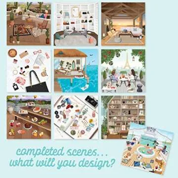 Sticker & Chill Sticker Book for Adults – 700+ Repositionable Colorful Stickers Create Designs on 10 Spiral Bound Scene Pages – Easy, Fun & Stress Relieving Relaxation Activity – Living Large Series