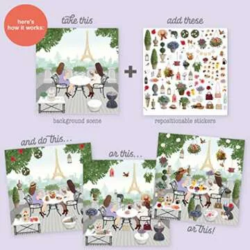 Sticker & Chill Sticker Book for Adults – 700+ Repositionable Colorful Stickers Create Designs on 10 Spiral Bound Scene Pages – Easy, Fun & Stress Relieving Relaxation Activity – Living Large Series