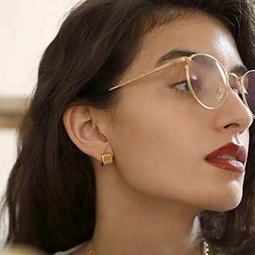 14K Gold Plated Square Huggies Earrings for Women