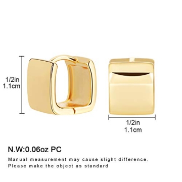 14K Gold Plated Square Huggies Earrings for Women