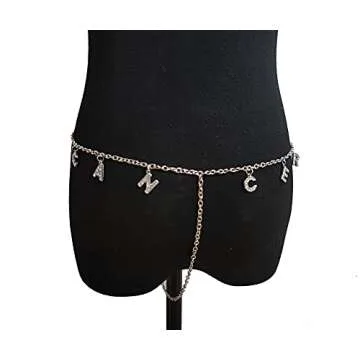Women Sexy Rhinestone Cancer Constellation Waist Body Chain Crytal Sexy 12 Constellation Letter Pend...