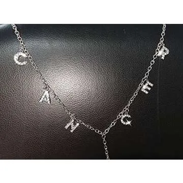 Women Sexy Rhinestone Cancer Constellation Waist Body Chain Crytal Sexy 12 Constellation Letter Pendant Belly Waist Chain T-String Thong Body Jewelry