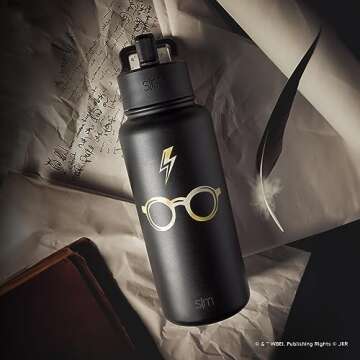 Simple Modern Harry Potter Water Bottle with Straw Lid Insulated Stainless Steel Metal Thermos | Gif...