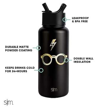 Harry Potter Water Bottle with Straw Lid for Fans