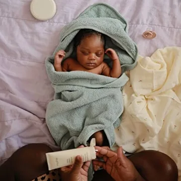 Mushie Baby Hooded Towel in Organic Cotton Sea Mist