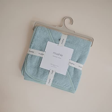 Mushie Baby Hooded Towel in Organic Cotton Sea Mist