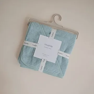 Mushie Baby Hooded Towel in Organic Cotton Sea Mist