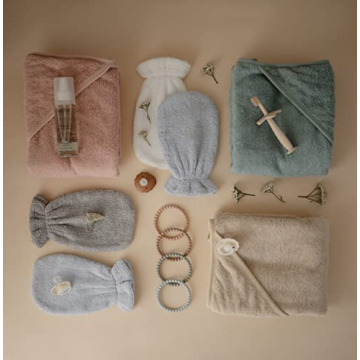 Mushie Baby Hooded Towel in Organic Cotton Sea Mist