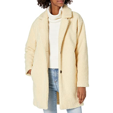 Amazon Essentials Women's Cozy Teddy Fleece Oversized Jacket - Butter Yellow