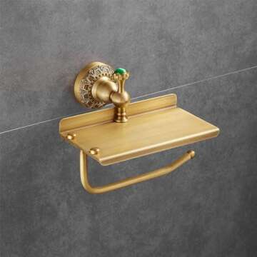 Beelee Bathroom Tissue/Toilet Paper Holder - Solid Brass Wall-Mounted Toilet Roll Holder with Mobile...