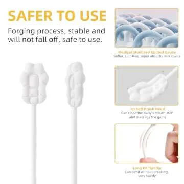 EASICUTI Upgrade Baby Tongue Cleaner, 52PCS Newborn Baby Toothbrush, Baby Oral Cleaner, Disposable Infant Toothbrush Baby Mouth Cleaner, Gum Cleaner Stick Dental Care for 0-36M+ 2 Finger Toothbrush