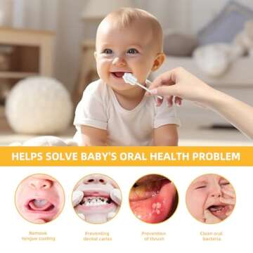 EASICUTI Upgrade Baby Tongue Cleaner, 52PCS Newborn Baby Toothbrush, Baby Oral Cleaner, Disposable Infant Toothbrush Baby Mouth Cleaner, Gum Cleaner Stick Dental Care for 0-36M+ 2 Finger Toothbrush