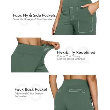 G4Free High Waist Pants for Women Flare Leggings Soft Yoga Workout Pants Tummy Control Sweatpants(Dark Forest Green,M,33")