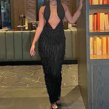 XMHSSFF Sexy Halter Neck Ruffle Fairy Dress Fringe Irregular V Neck Halter Dress 3D Floral Mini Cami...