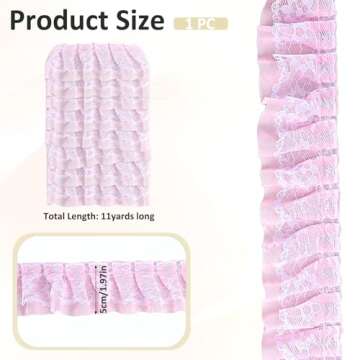 Pink Ruffle Ribbon 11 Yards Ruffled Lace Trim Pleated Chiffon Trims Lace Trim Double Layer Fabric Ri...