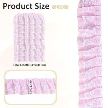 Pink Ruffle Ribbon 11 Yards Ruffled Lace Trim Pleated Chiffon Trims Lace Trim Double Layer Fabric Ri...