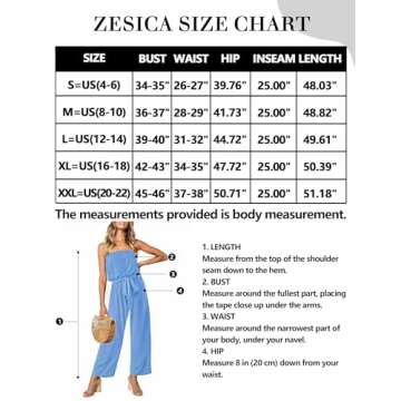 ZESICA Women's Casual Off Shoulder Solid Color Strapless Belted Wide Leg Jumpsuit Romper,Blue,Small
