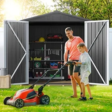 DWVO 6x4 Outdoor Metal Storage Shed Lockable Doors