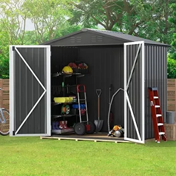 DWVO 6x4 Outdoor Metal Storage Shed Lockable Doors