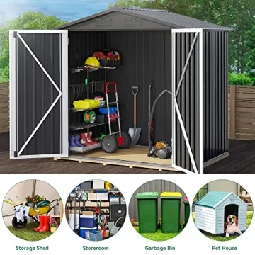DWVO 6x4 Outdoor Metal Storage Shed Lockable Doors