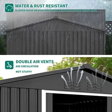 DWVO 6x4 Outdoor Metal Storage Shed Lockable Doors