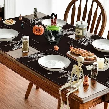 Skeleton Hand Placemats Fall Floral Design for Halloween