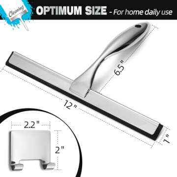 NETANY Shower Squeegee - 12-Inch Stainless Steel for Streak-Free Shine