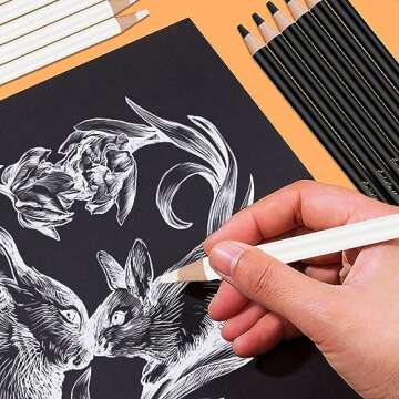 Heshengping 6 Black 6 White oil color pencils coloring drawing pencil oil-based wooden colored pencils for artists beginners artists, 12 pack