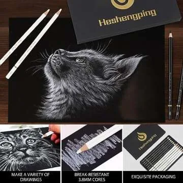 Heshengping 6 Black 6 White oil color pencils coloring drawing pencil oil-based wooden colored pencils for artists beginners artists, 12 pack