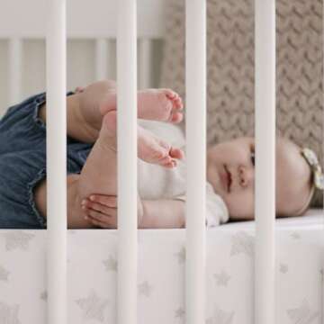 Ely’s & Co. Crib Sheets, Baby Boy/Girl Fitted Crib Mattress Sheet Set, 2 Pack, 100% Jersey Knit Cotton, Infant and Toddler Nursery Bedding, Tan Drawn Star, 28” x 52”