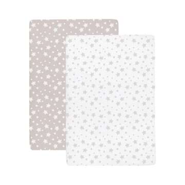 Ely’s & Co. Crib Sheets, Baby Boy/Girl Fitted Crib Mattress Sheet Set, 2 Pack, 100% Jersey Knit Cotton, Infant and Toddler Nursery Bedding, Tan Drawn Star, 28” x 52”