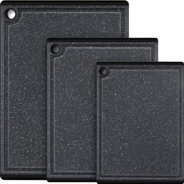 Kikcoin Plastic Cutting Boards - 3-Piece Sets, Dishwasher Safe
