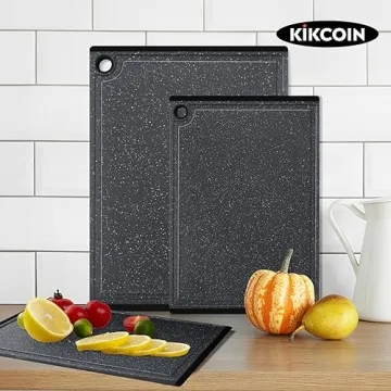Kikcoin Plastic Cutting Boards - 3-Piece Sets, Dishwasher Safe