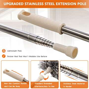 Newliton Extendable Microfiber Duster - 30'' to 100'' Pole for Home & Car Cleaning