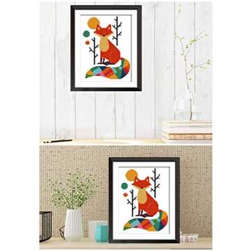 eGoodn Stamped Cross Stitch Kit Printed Pattern Cartoon Animal - Colorful Fox, 11ct Aida Fabric 11inches by 15 inches, No Frame