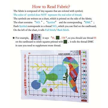 eGoodn Stamped Cross Stitch Kit Printed Pattern Cartoon Animal - Colorful Fox, 11ct Aida Fabric 11inches by 15 inches, No Frame