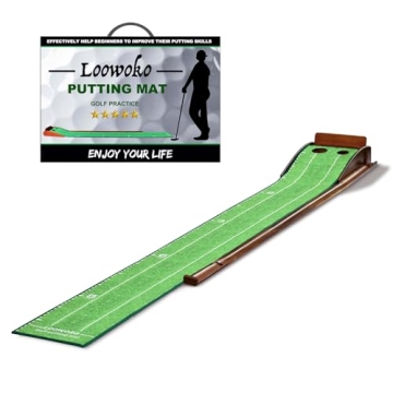 Loowoko Indoor Putting Green with Ball Return, Golf Practice Training Equipment Putting Mat for Home...