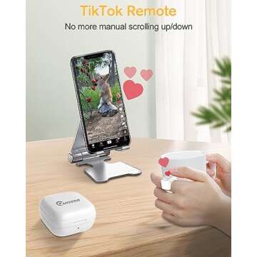 Multifunction Remote Page Turner for Kindle Paperwhite Reading and TikTok Scrolling, ADZERD Camera Camcorder Remote Controls, Wireless Page Turner Clicker for iPad iPhone Tablets - White