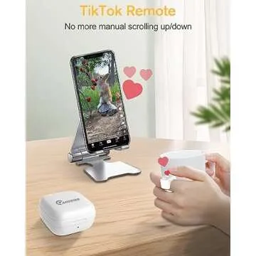 Multifunction Remote Page Turner for Kindle Paperwhite Reading and TikTok Scrolling, ADZERD Camera Camcorder Remote Controls, Wireless Page Turner Clicker for iPad iPhone Tablets - White